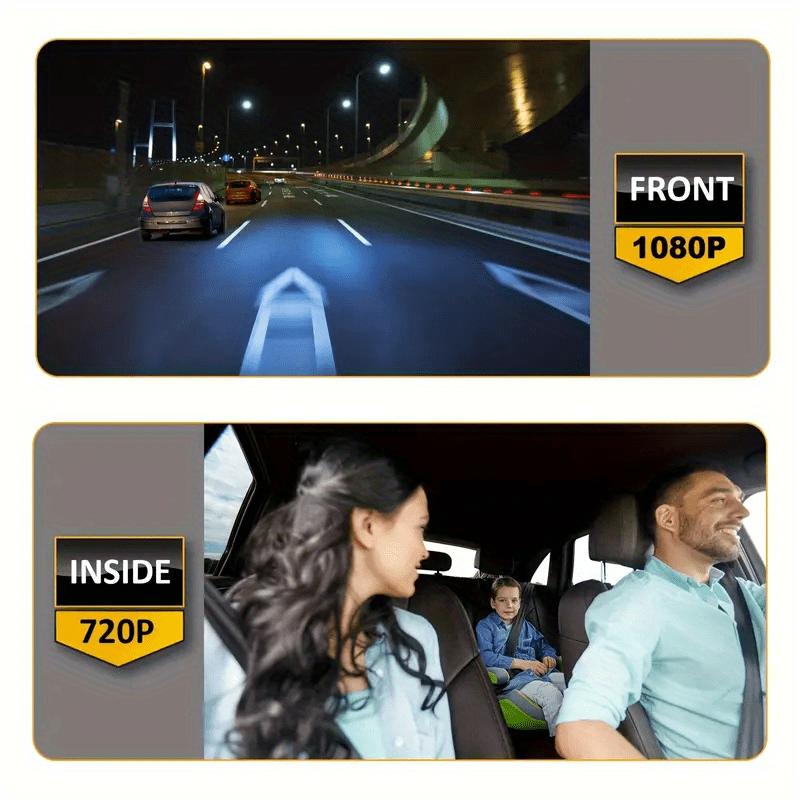 3 Inch 1080P Dual Lens Dash Cam For Cars,Front And Inside,Full HD 1080P Car Camera With Loop Recording,Night Vision,Wide Angle Car DVR Camera Car Video Recorder Vehicle Black Box
