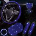 Bling Car Accessories For Women,Bling Steering Wheel Cover Bling Car Coasters Bling Set Seat Belt Shoulder Pads Ring Emblem Sticker Gear Shift Cover