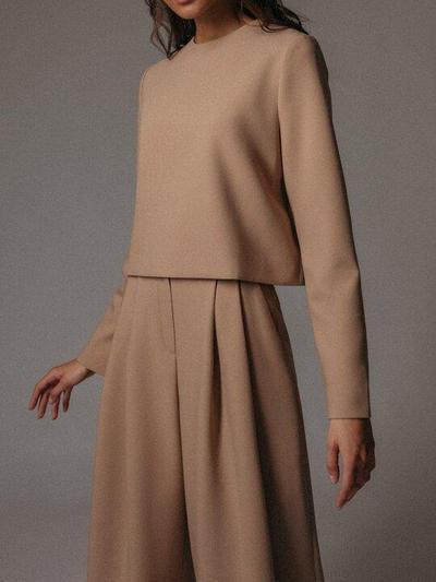 Ladies Fashion Casual Flare Pants Wool Knit Suit