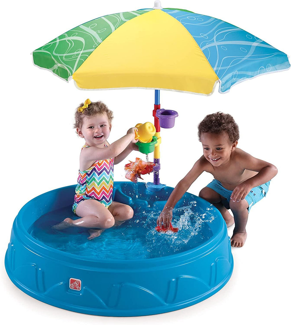 step2 play &amp; shade pool for toddlers | plastic kids outdoor pool, multicolor