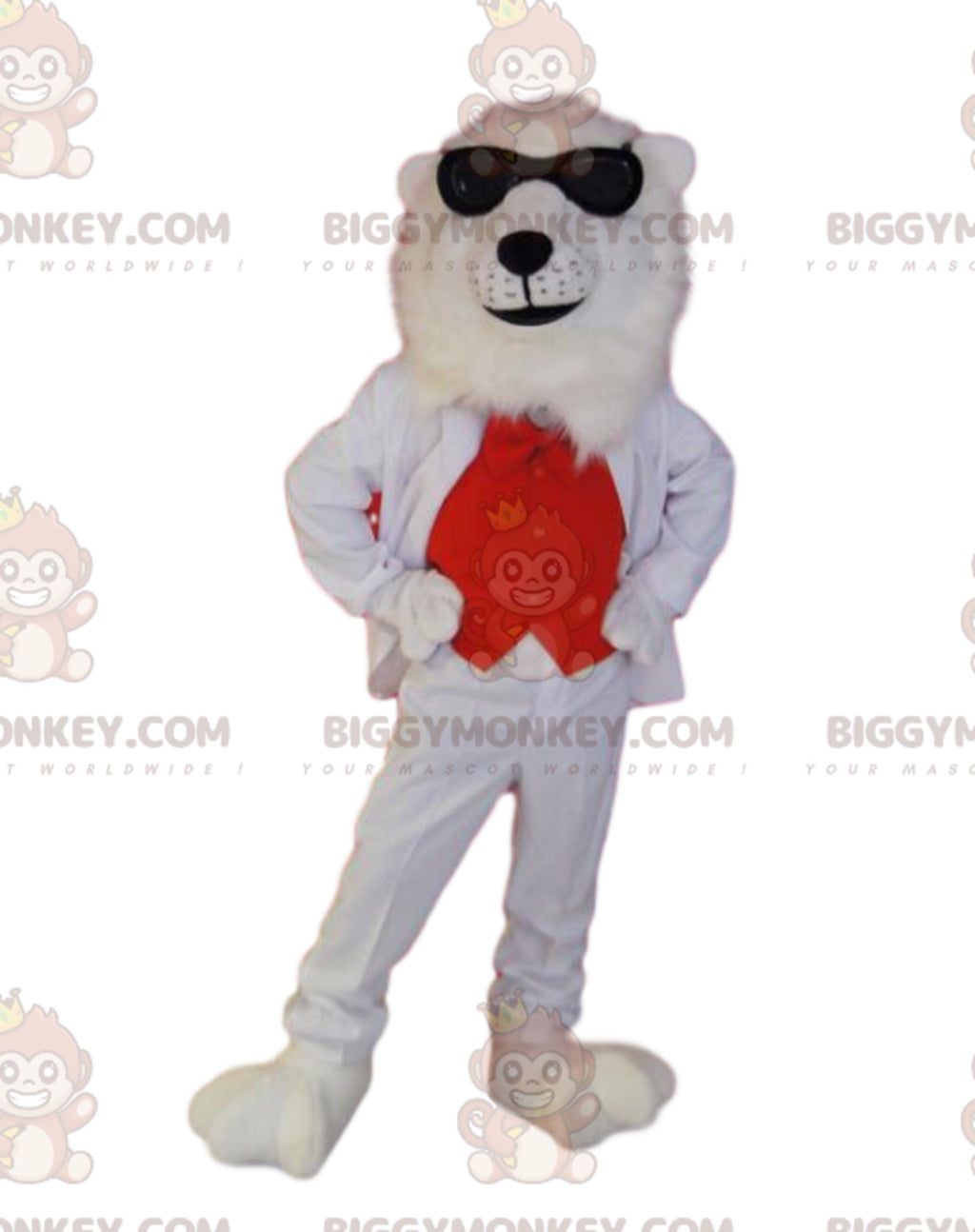 Polar Bear BIGGYMONKEYMascot Costume with Red and White Costume