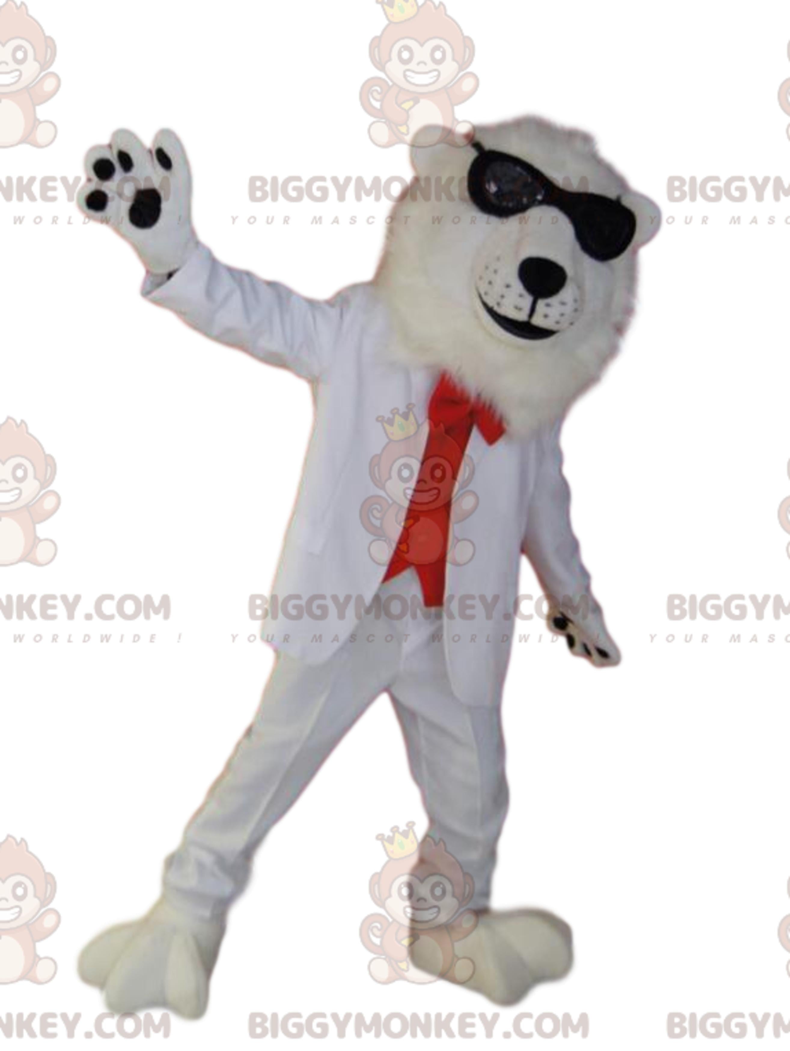 Polar Bear BIGGYMONKEYMascot Costume with Red and White Costume