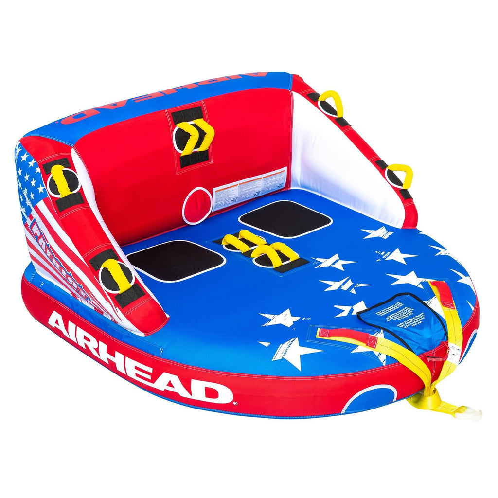Airhead Patriot 2-Person Towable Kwik-Connect Chariot Tube w/ Booster Tow Ball
