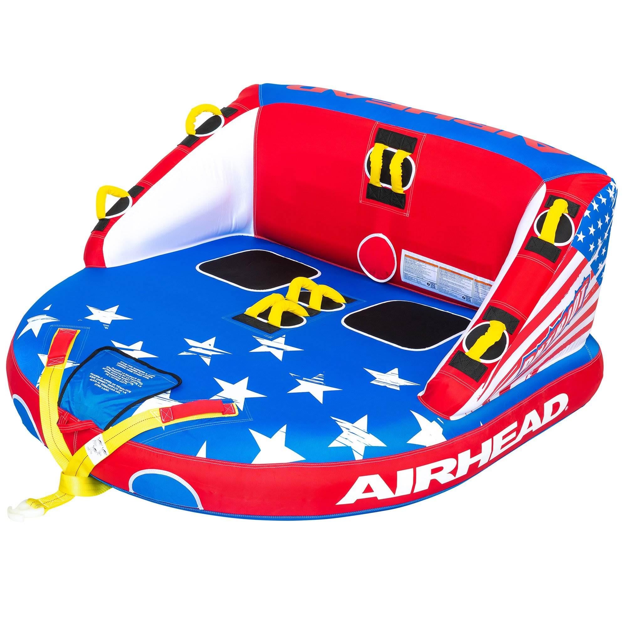 Airhead Patriot 2-Person Towable Kwik-Connect Chariot Tube w/ Booster Tow Ball