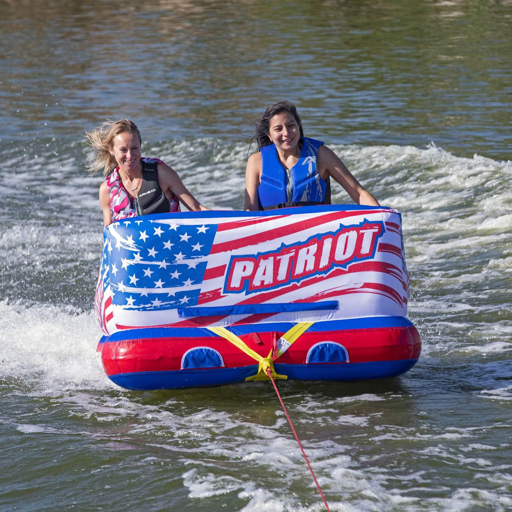 Airhead Patriot 2-Person Towable Kwik-Connect Chariot Tube w/ Booster Tow Ball