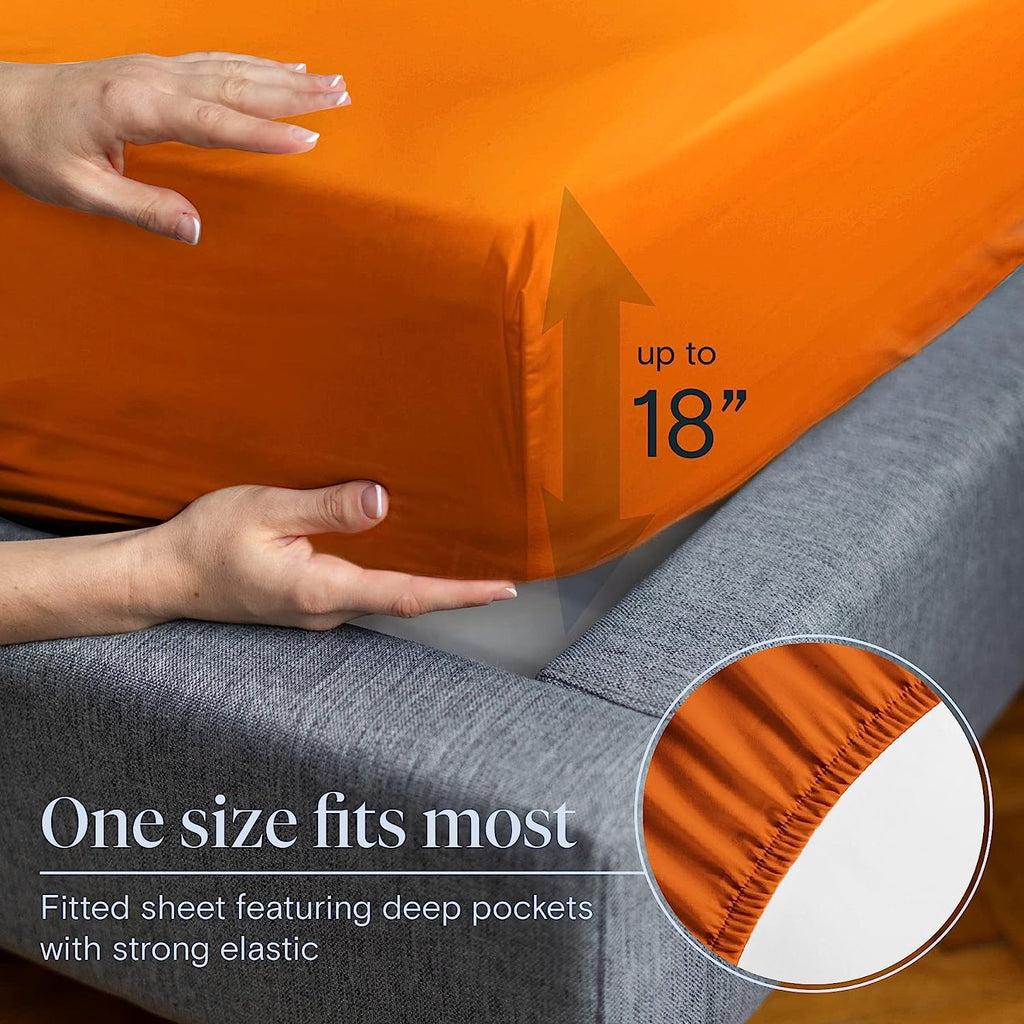 LuxClub 6 PC King Size Sheet Set Bamboo Sheets Deep Pockets 18" Eco Friendly Wrinkle Free Cooling Sheets Machine Washable Hotel Bedding Silky Soft - Autumn Orange King