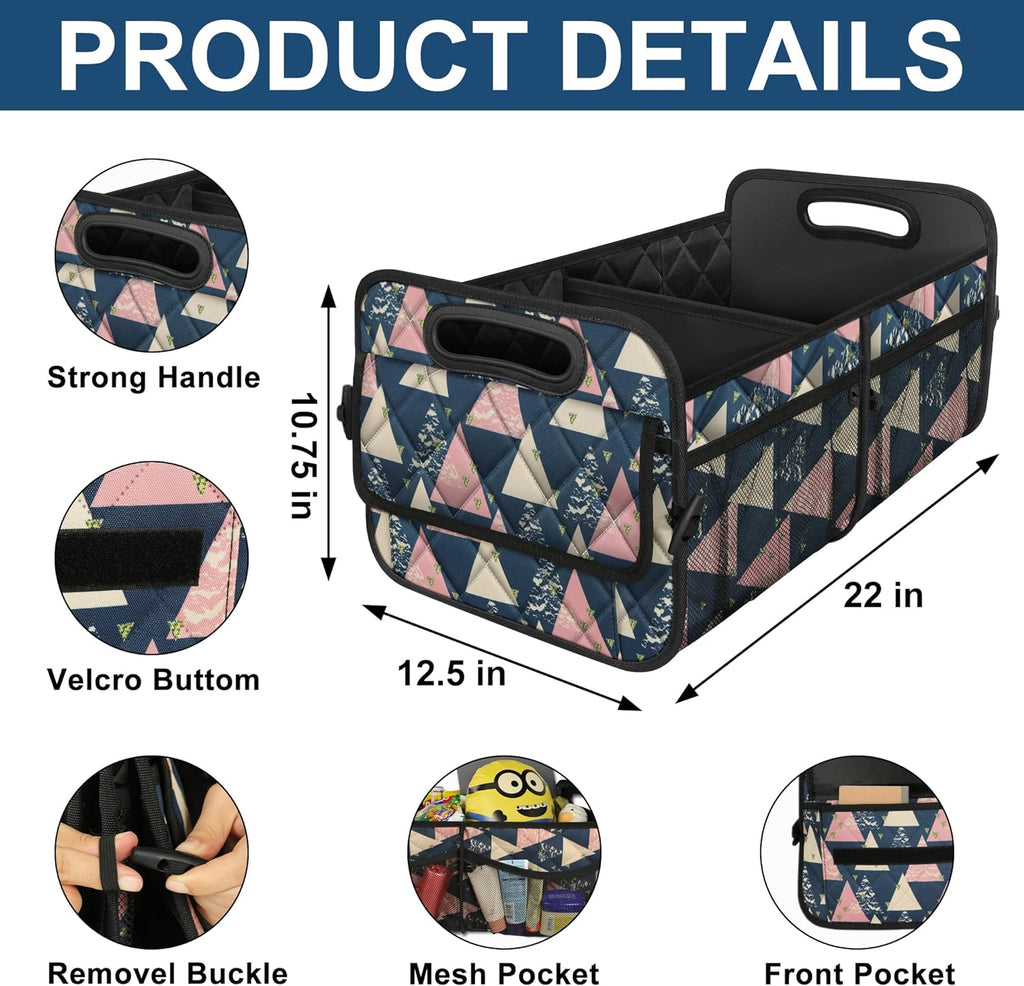 Deosk Trunk Organzier and Storage with 6 Big Pocket,Car Accessories for Women/Men 50L Waterproof Polyester for Car/SUV/Minivan/Truck(Medium, Triangle)