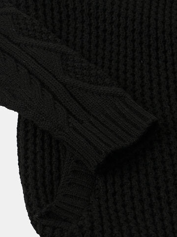mens single breasted high neck cable knit warm casual cardigans