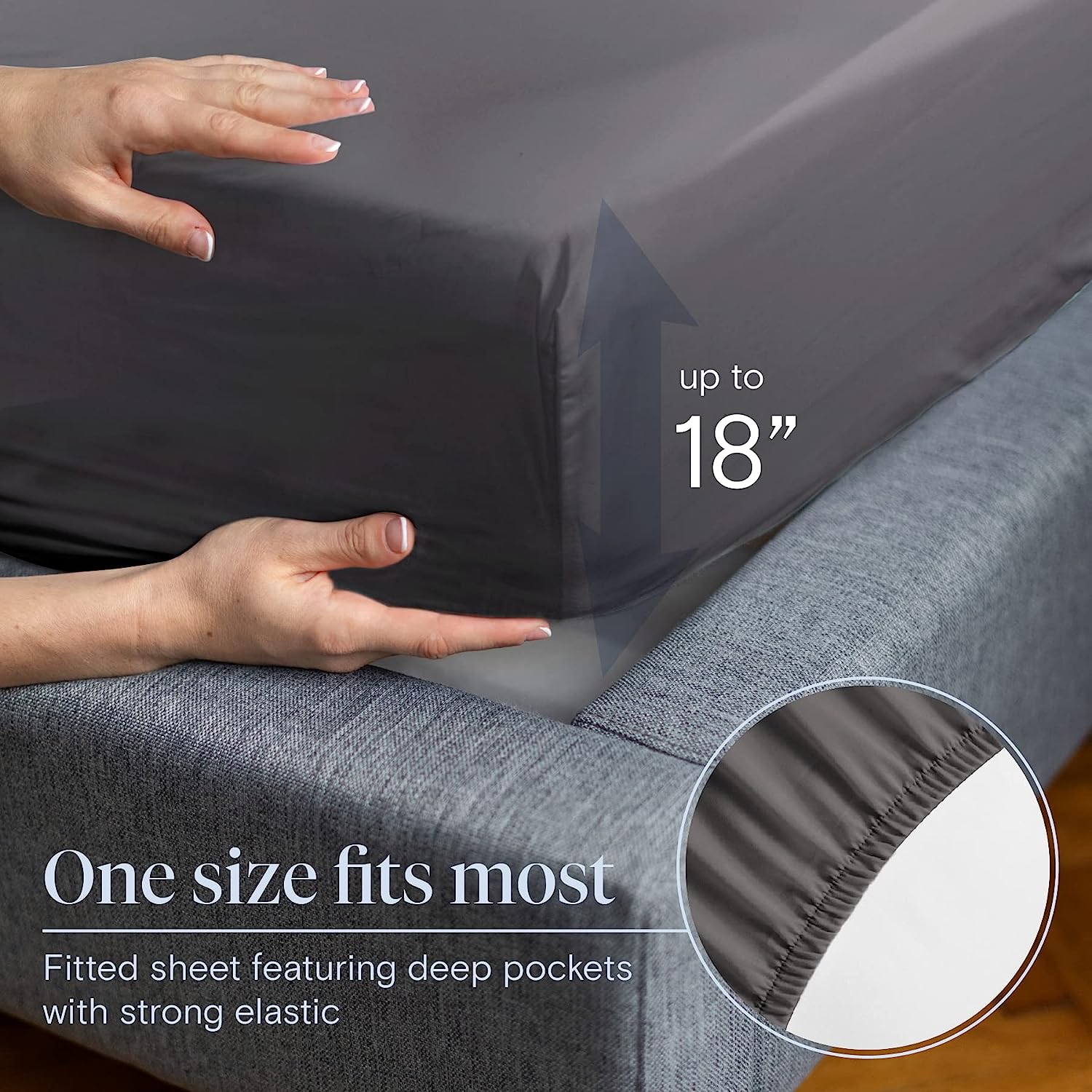 LuxClub Twin XL Sheets Set - Soft Twin Bed Sheets for Boys and Girls, 4 PC Deep Pockets 18" Eco Friendly Wrinkle Free Kids Fitted Sheets Machine Washable Hotel Bedding Silky Soft - Grey Twin XL