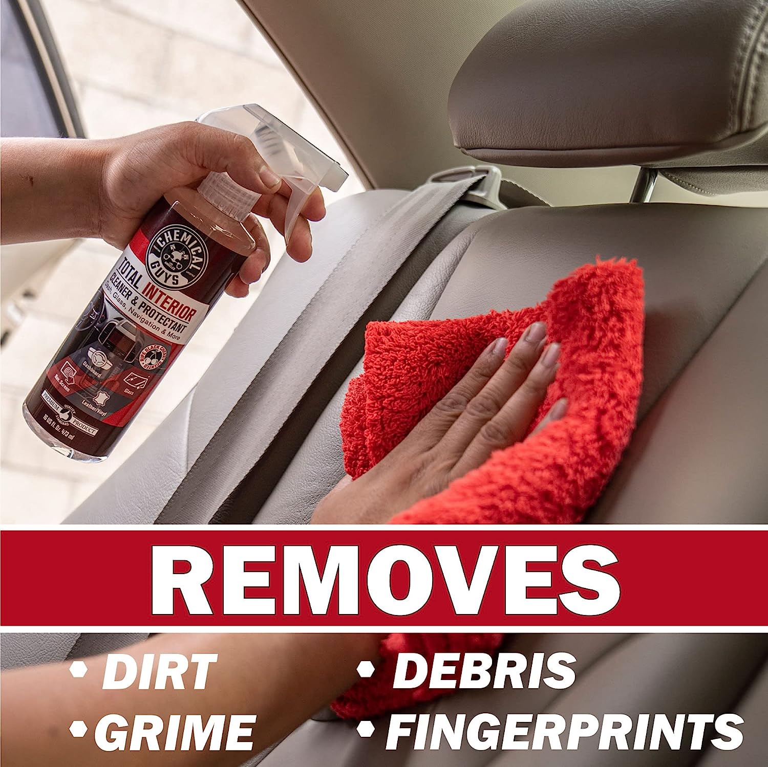 Chemical Guys SPI22516 Total Interior Cleaner &amp; Protectant (Safe on Dash, Leather, Vinyl, Plastics, Trim, Glass, Fabric &amp; More), 16 fl oz (Black Cherry Scent)