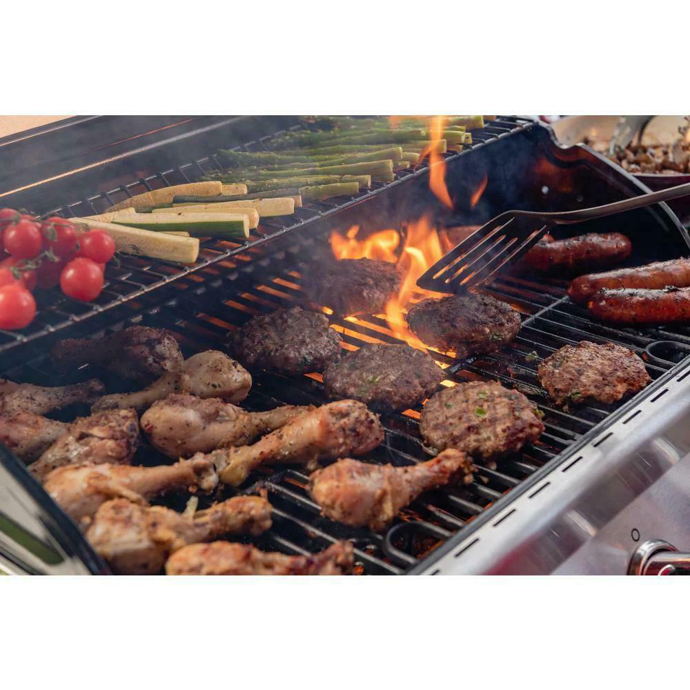 Propane Grill 5-Burners 55000 BTU Heat Thermometer Grease Pan  Steel