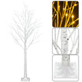 Prelit Birch Tree 96 LEDs Light Silver Twig Warm White White Branches (6 Ft) Home Festival Party Christmas Indoor and Outdoor 1 Pack
