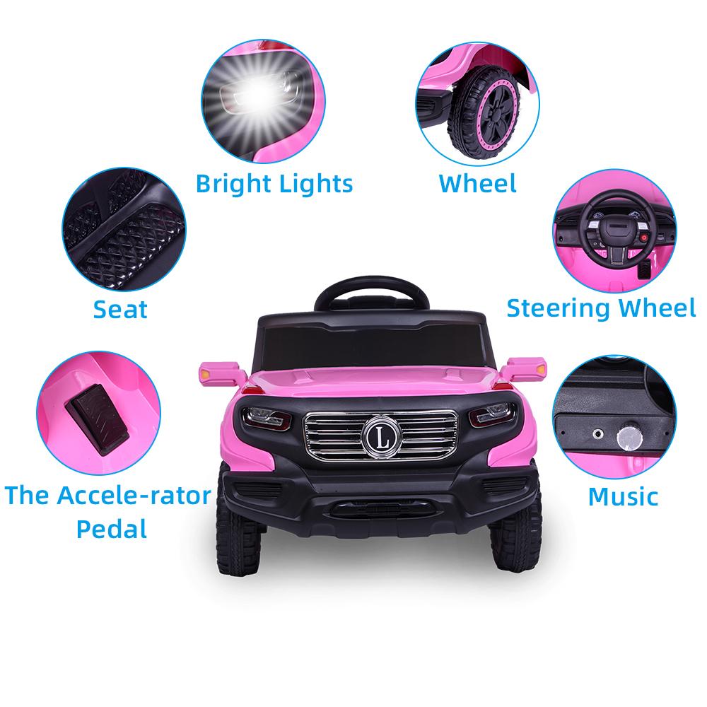 SEGMART Kids Electric Battery-Powered Ride On Truck Car RC Toy, 3 Speeds Electric Vehicles Christmas Gifts, LED Lights Kids Ride on Toys to Ride on Pavement Grass Mud Gravel Hills, Pink, Q6831