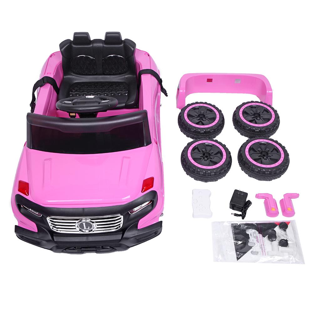 SEGMART Kids Electric Battery-Powered Ride On Truck Car RC Toy, 3 Speeds Electric Vehicles Christmas Gifts, LED Lights Kids Ride on Toys to Ride on Pavement Grass Mud Gravel Hills, Pink, Q6831