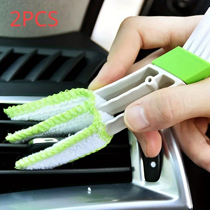 2-in-1 Air Conditioning Outlet Vent Brush Internal Cleaning Tools Interior Multi-purpose Dust Cleaner For Car