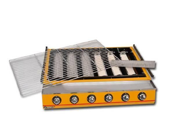 one Commercial 6 head gas-fired grill smokeless barbecue machine