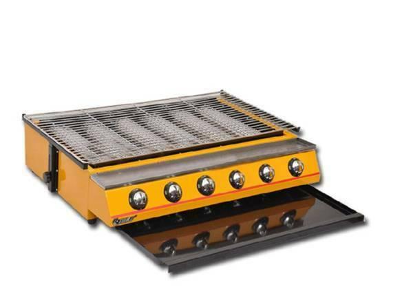 one Commercial 6 head gas-fired grill smokeless barbecue machine
