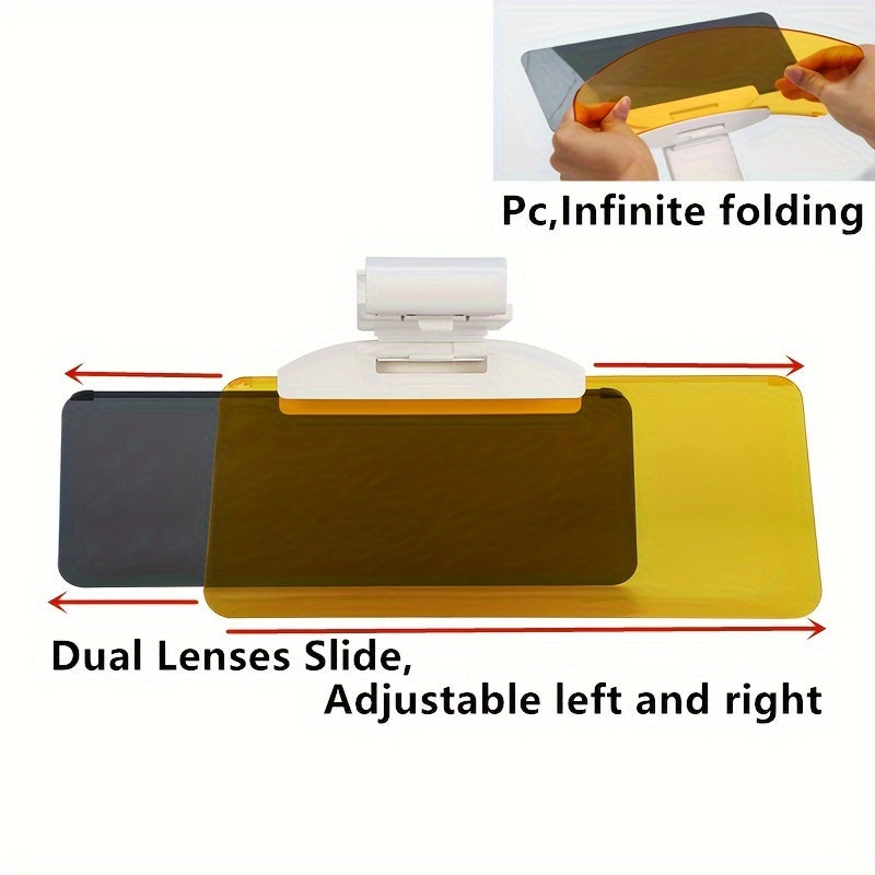 2-in-1 Car Visor, Day And Night Anti-Glare Visor, Automobile Sun Anti-UV Block Visor, Non Glare Anti-Dazzle Sunshade Mirror Goggles Shield For Driving
