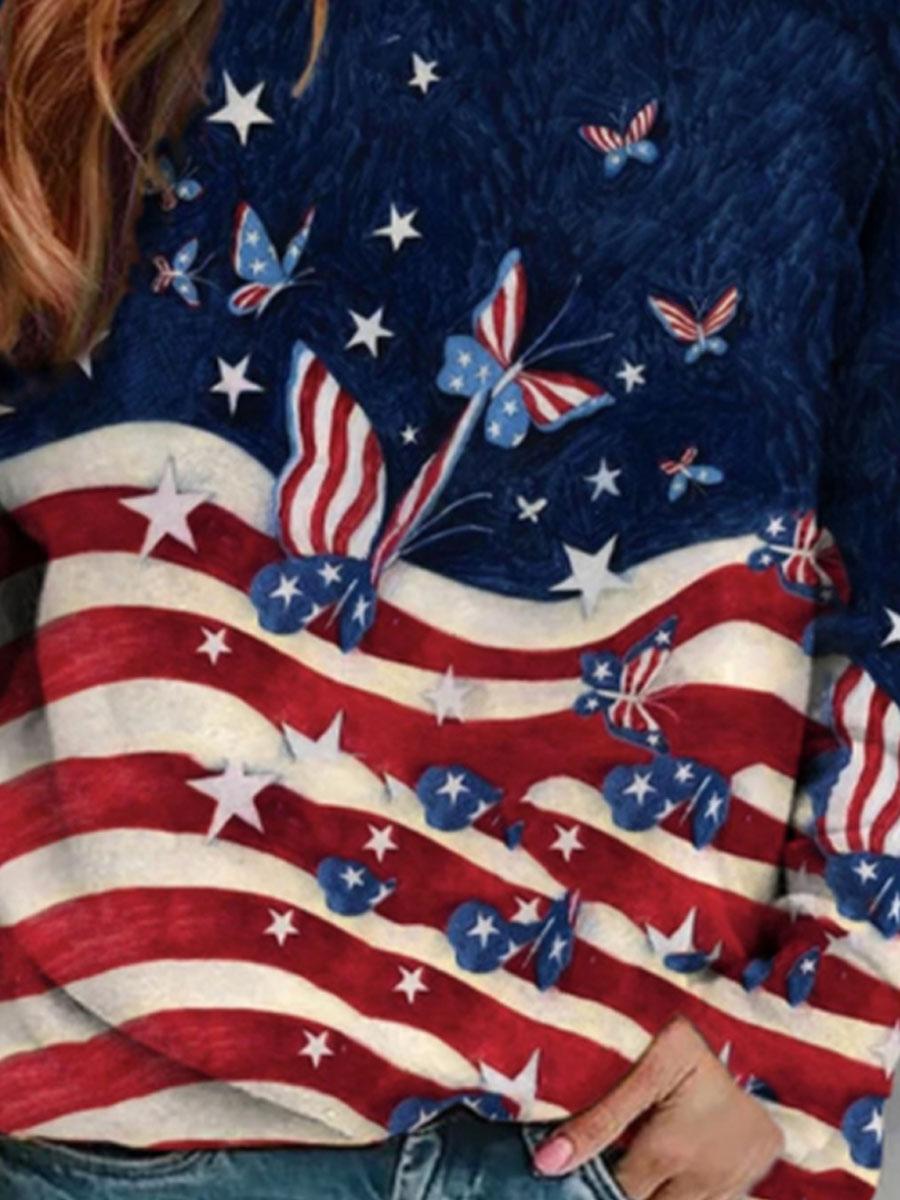 Ladies All-piece Printed Casual Crew Neck Sweatshirt