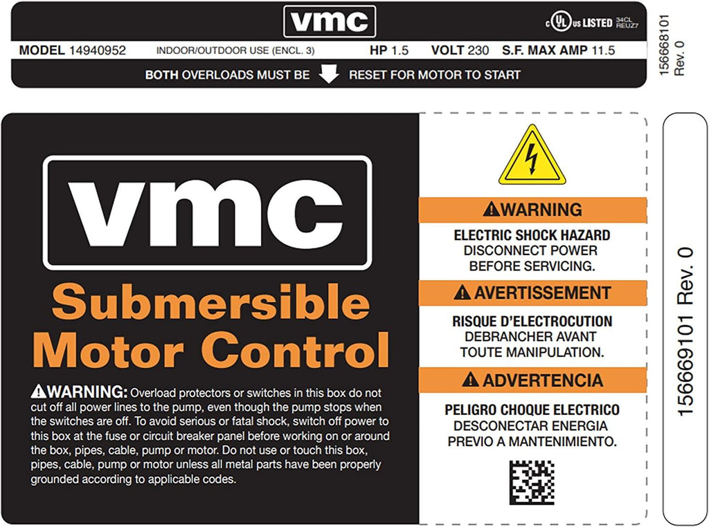Red Lion 640222 RLCB15-230 1.5-HP 230-Volt VMC Control Box for Submersible Well Pump, Grey
