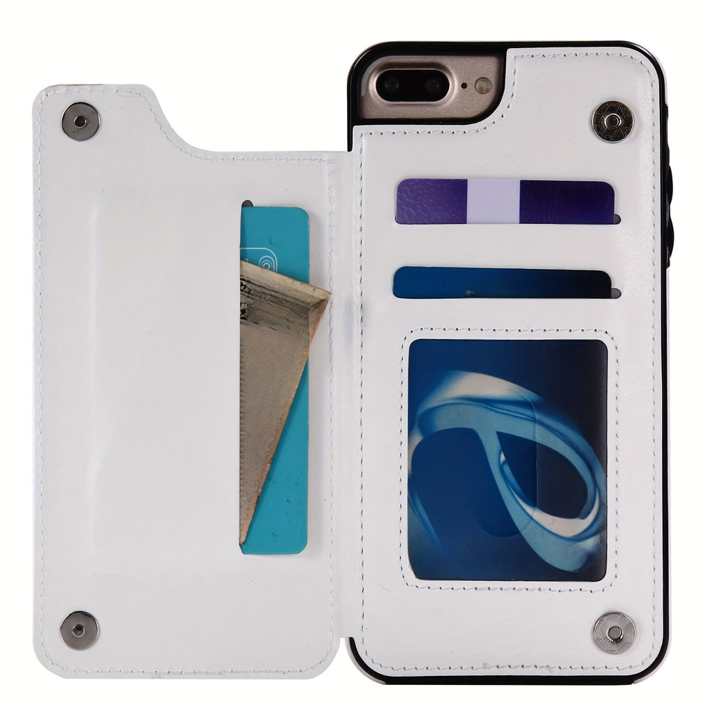 For  15/ 14/ 13/ 12/ 11 Pro Max/ Mini/ XR/ XS Max/ SE 2022/2020/ 7/ 8 Plus Wallet Case With Card Holder, PU Faux Leather Kickstand Card Slots Case, Double Magnetic Clasp And Durable Shockproof Cover