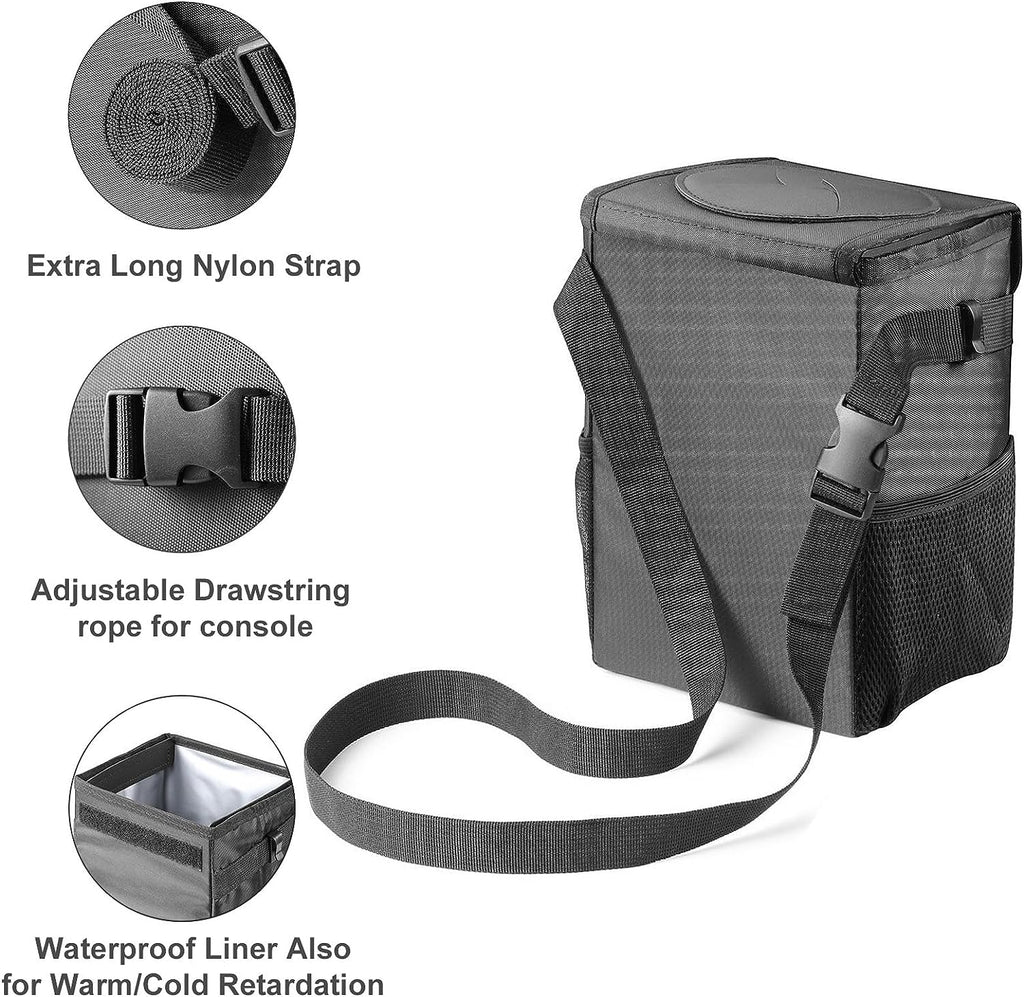 Ryhpez Car Trash Can with Lid - Car Trash Bag Hanging with Storage Pockets Collapsible and Portable Car Garbage Bin