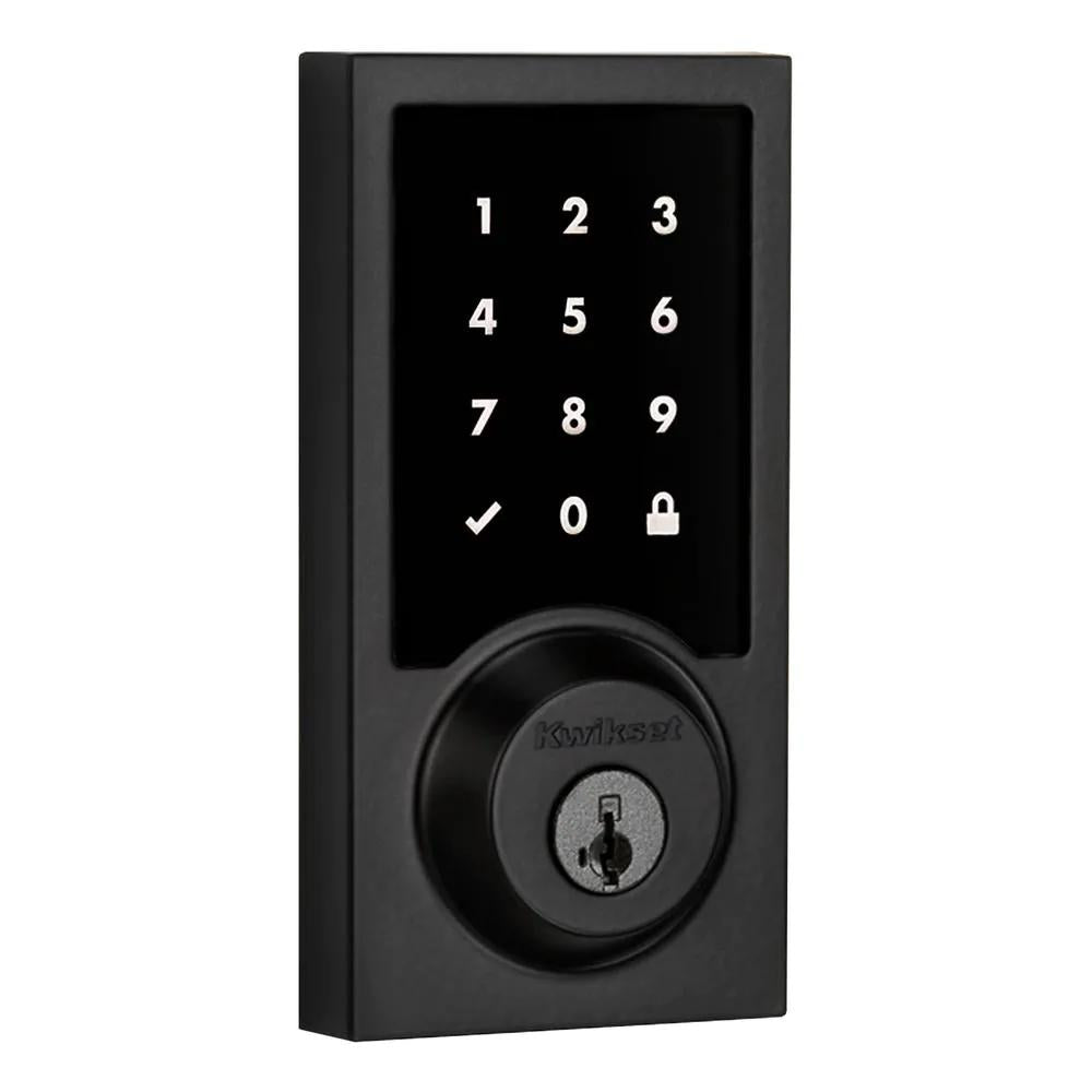 SmartCode 915 Touchscreen Contemporary Matte Black Single Cylinder Electronic Deadbolt Featuring SmartKey Security