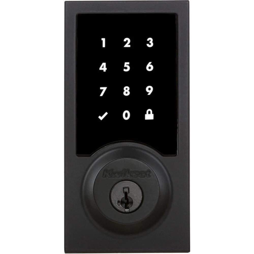 SmartCode 915 Touchscreen Contemporary Matte Black Single Cylinder Electronic Deadbolt Featuring SmartKey Security