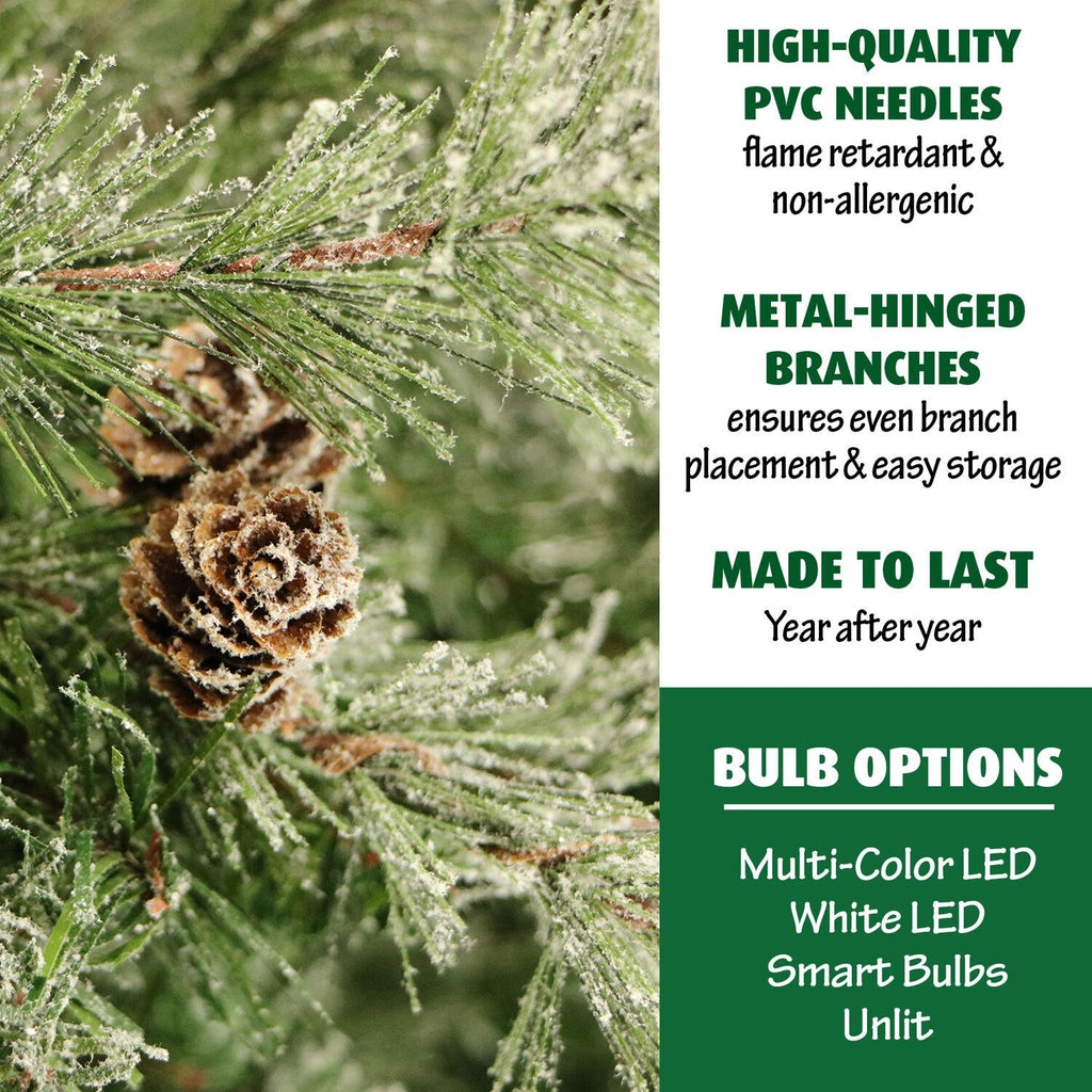 Fraser Hill Farm 7.5-Foot Pre-Lit Buffalo Fir Green Slim Artificial Christmas Tree, Smart Lights, FFBF075-3SN