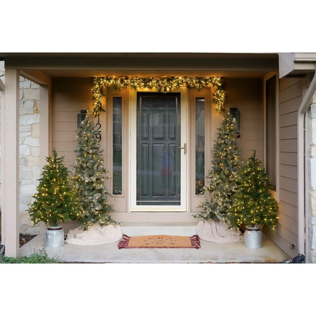 Fraser Hill Farm 7.5-Foot Pre-Lit Buffalo Fir Green Slim Artificial Christmas Tree, Smart Lights, FFBF075-3SN
