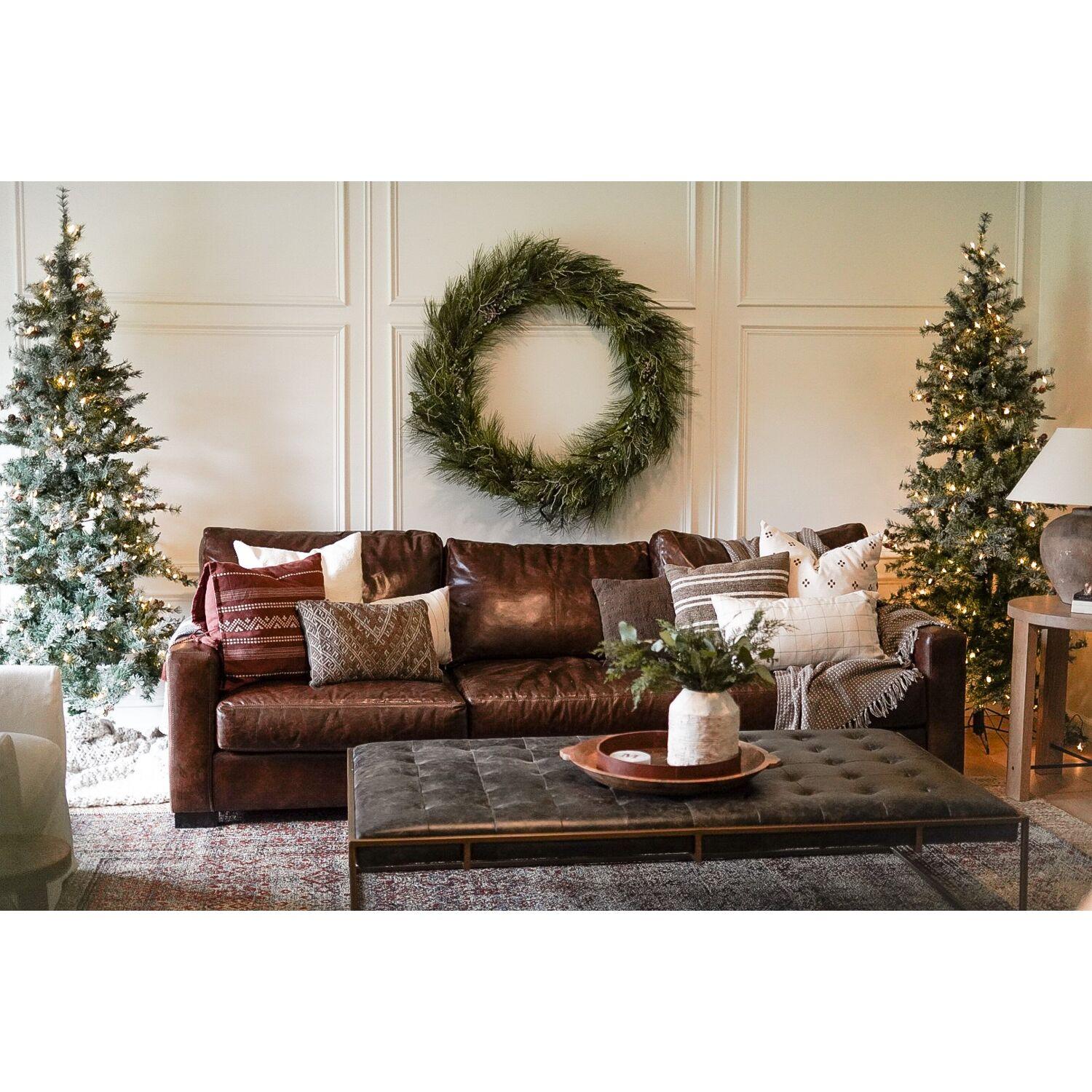 Fraser Hill Farm 7.5-Foot Pre-Lit Buffalo Fir Green Slim Artificial Christmas Tree, Smart Lights, FFBF075-3SN