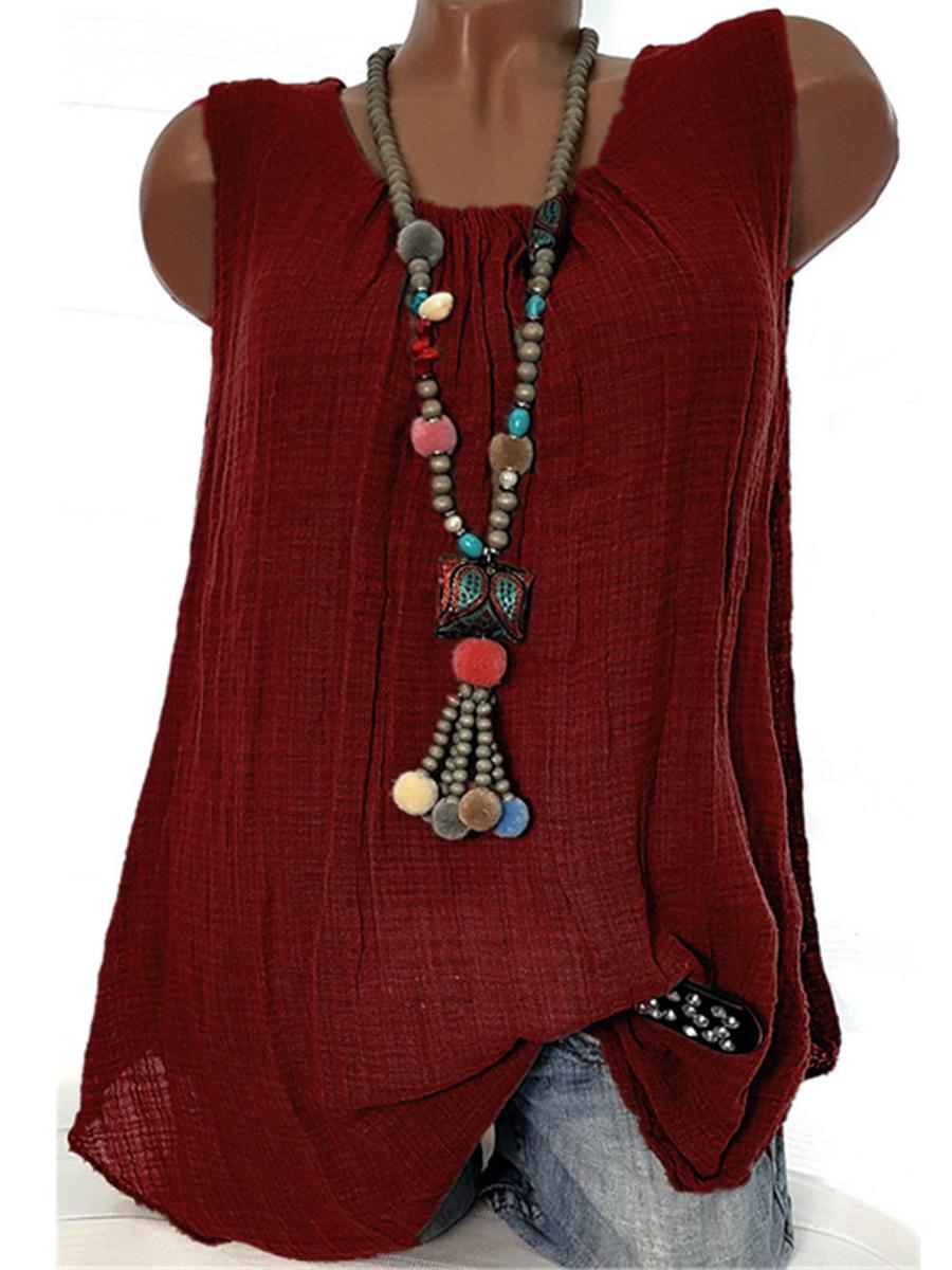 Round Neck Plain Sleeveless T-Shirts
