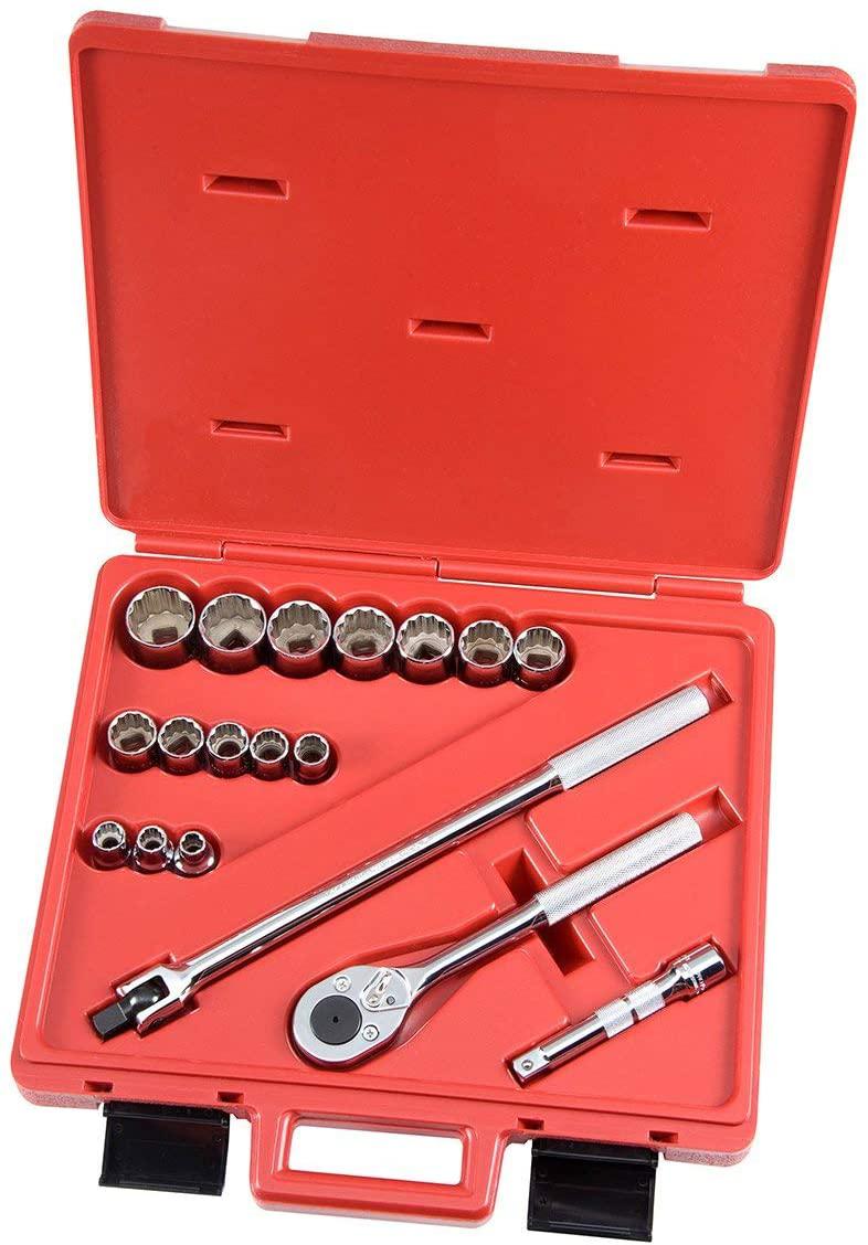 Socket Wrench Set,SAE,1/2 in. Dr,18 pc