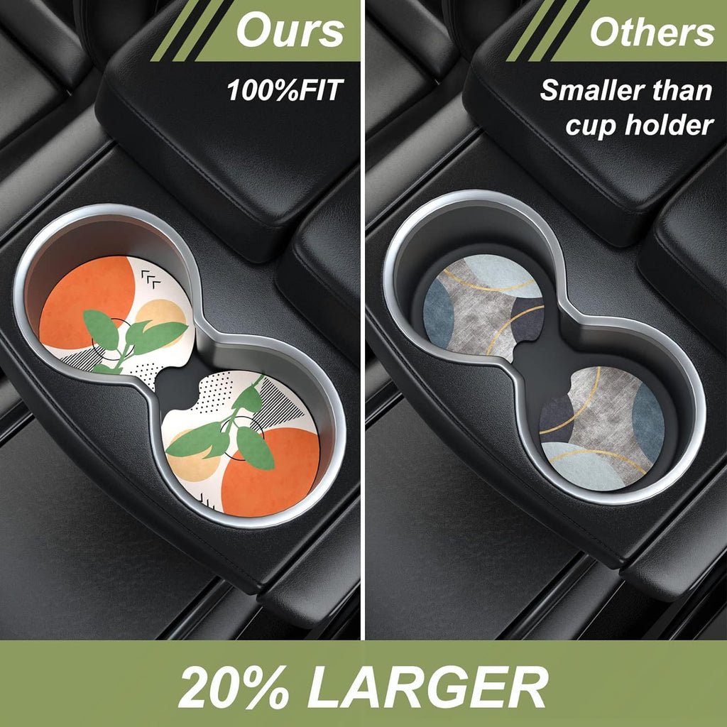 Nipichsha Car Cup Holder Coasters, Car Coasters for Cup Holders, 2 Pack Anti Slip Insert Coasters, Rubber Car Cup Mat with A Finger Notch, Cute Car Interior Accessories for Women (Modern Abstract Art)