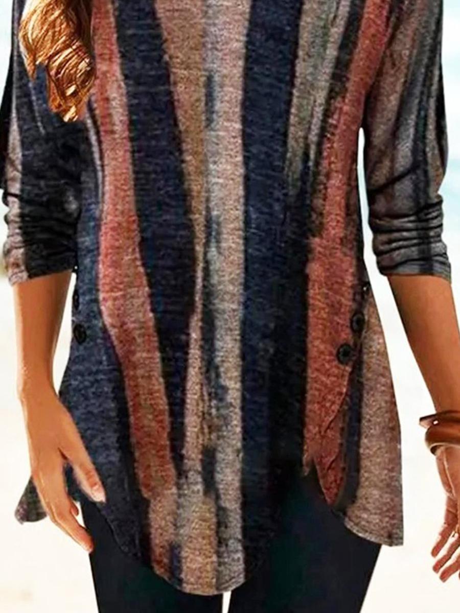 Stripes Printed Casual Long Sleeve T-shirt