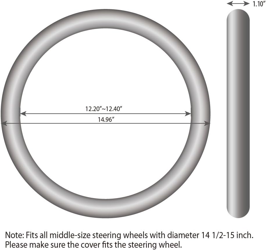 Elantrip Sport Leather Steering Wheel Cover 14 1/2 inch to 15 inch Universal, Padded Soft Grip Breathable for Car Truck SUV Jeep, Anti Slip Odorless Black and Beige