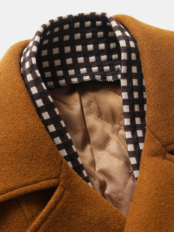 mens double breasted woolen lapel british style overcoats with scarf