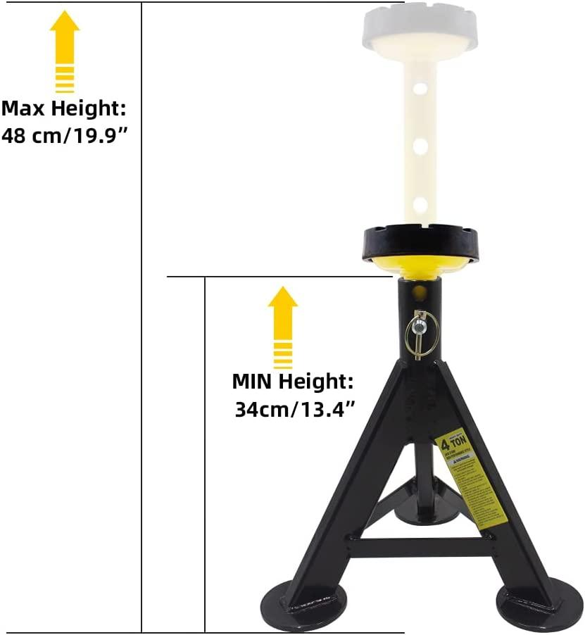 BESTOOL Jack Stands 4 ton 8,000 lbs Capacity with LocSupport Pins Jack Stand, 1 Pair, Black