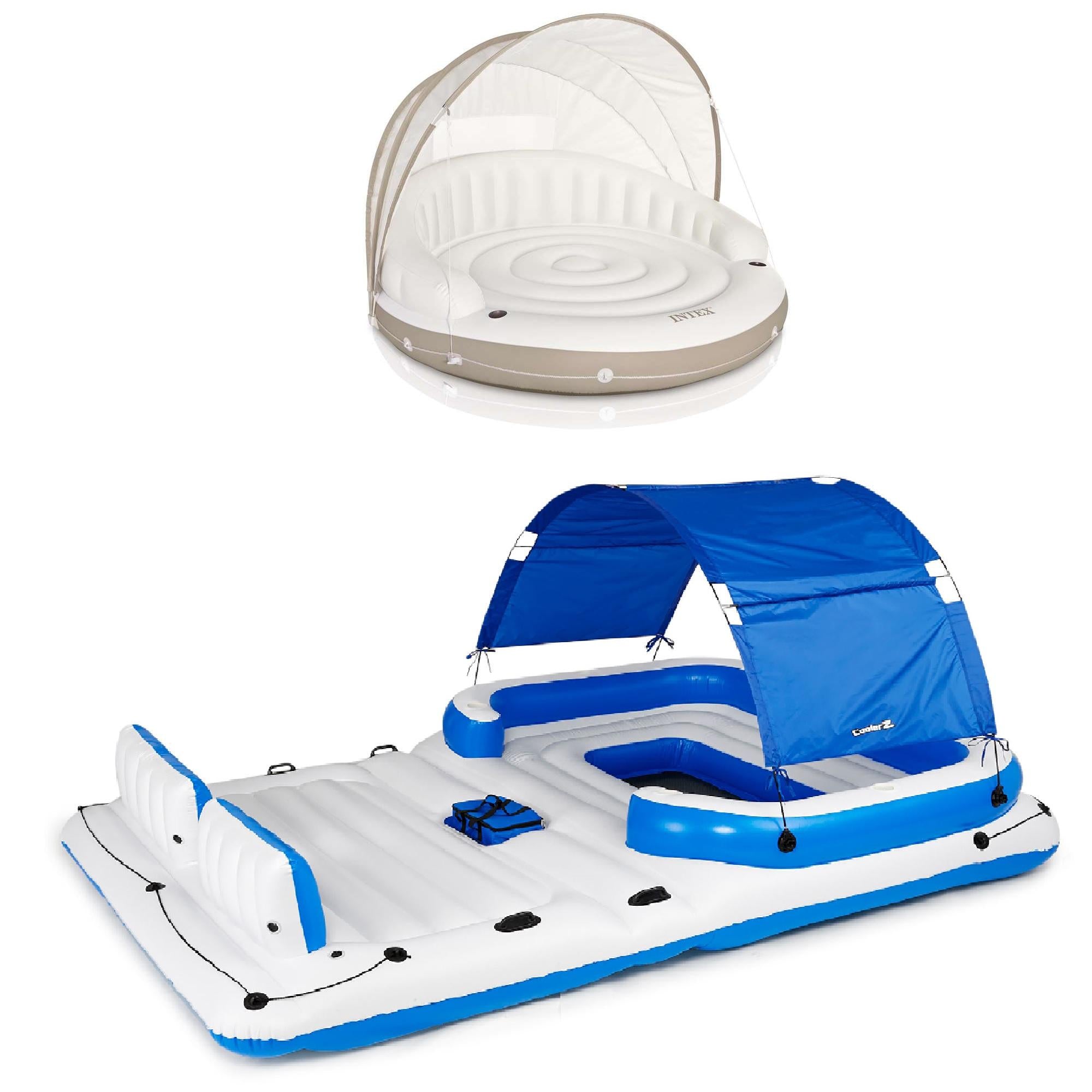 Inflatable Canopy Island Float &amp;  Tropical Breeze 6 Person Float
