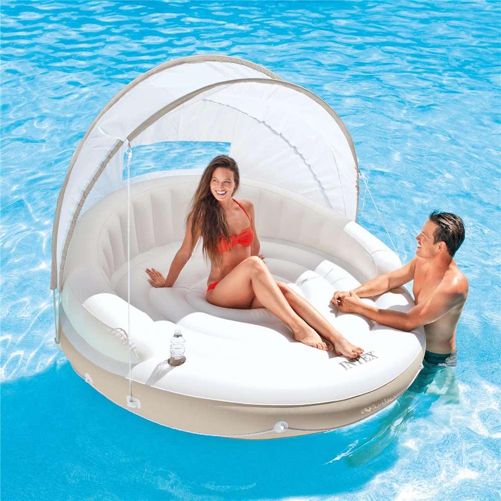 Inflatable Canopy Island Float &amp;  Tropical Breeze 6 Person Float
