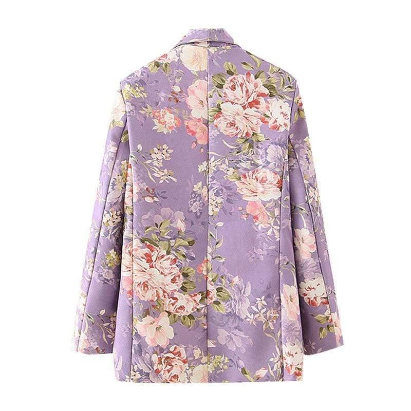 double breasted floral print coat