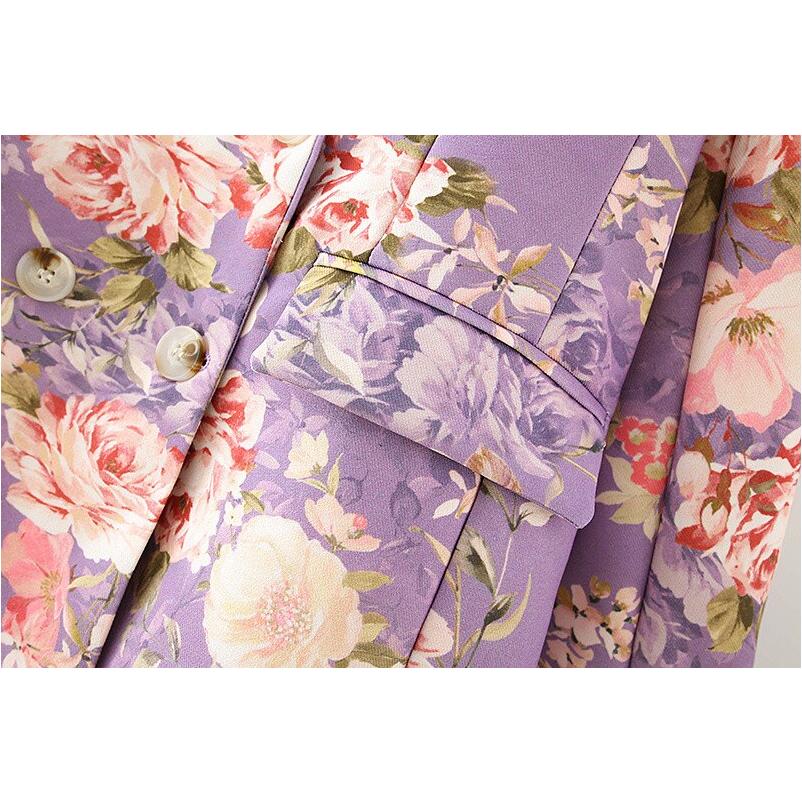 double breasted floral print coat