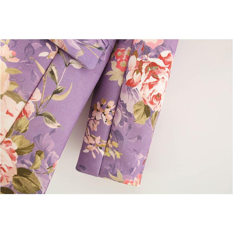 double breasted floral print coat