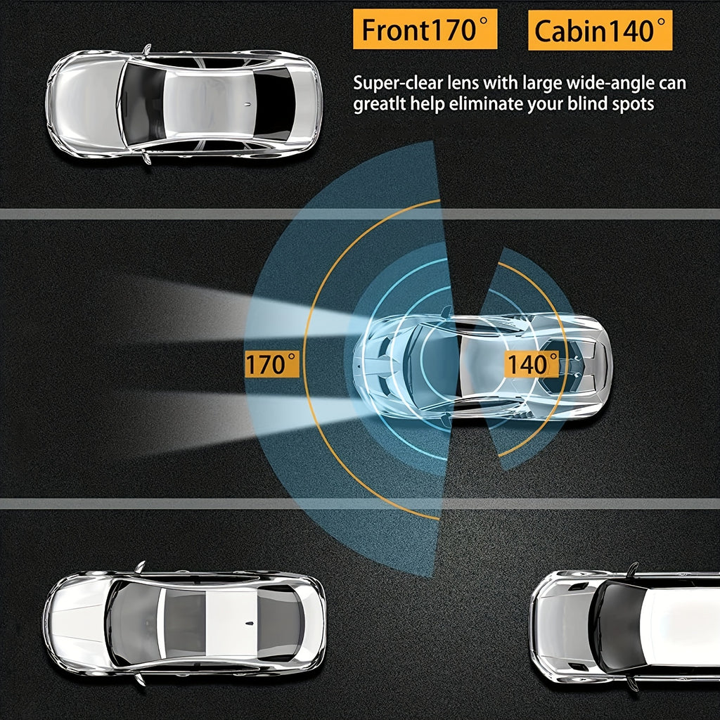 Dash Camera Front And Inside With 32G SD Card, 3.16inch Dash Cam 1080P, G Sensor High Definition Night Vision Loop Recording Wide Angle Car DVR