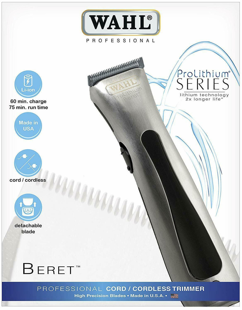 Wahl Prolithium Beret Trimmer Professional Blades Tapered Contour Exact