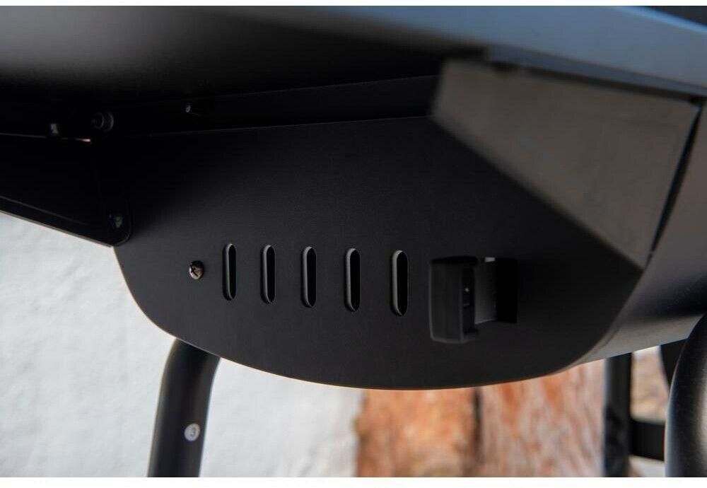 Barrel Charcoal BBQ Grill Smoker 29 in. Side Shelf Two Racks Meat Black