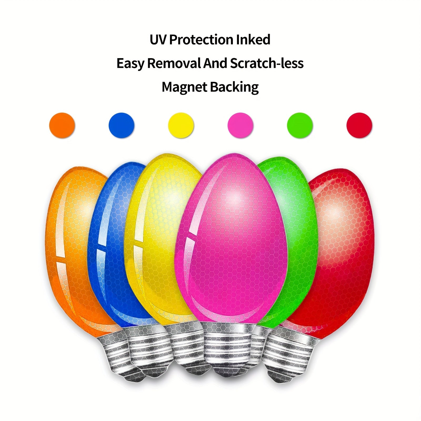 20pcs Reflective Car Magnets Set, 12pcs Lights Bulb Magnet Set For Holiday Party Car, Garage, Mailbox, Refrigerator Decal With 8 Magnet Wire