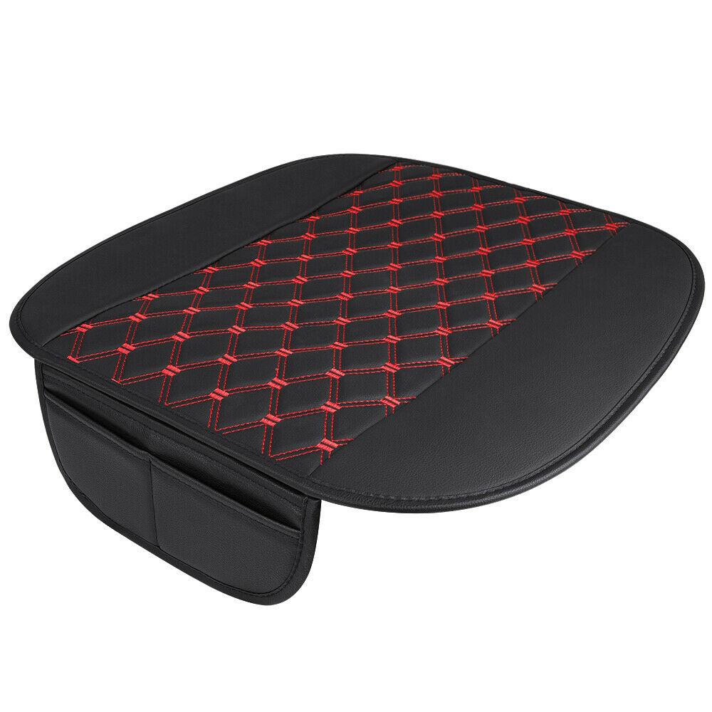 Black/Red Leather Car Seat Front Cushion Waterproof Universal Protector