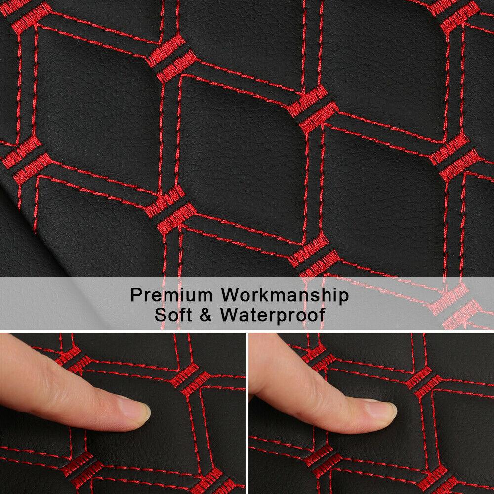 Black/Red Leather Car Seat Front Cushion Waterproof Universal Protector