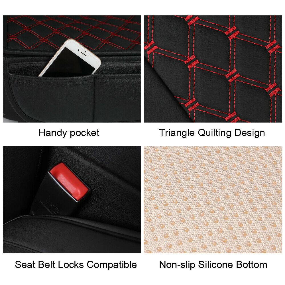 Black/Red Leather Car Seat Front Cushion Waterproof Universal Protector